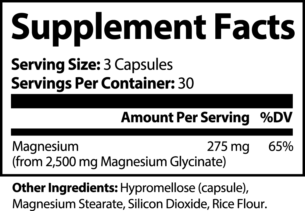 Magnesium Glycinate 275mg - 90 Veggie Capsules